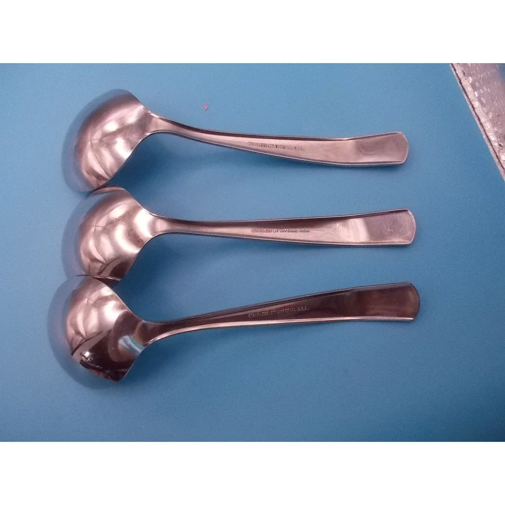 Vintage Imperial USA Stainless Steel Round Soup Spoons Set of 3 Flatware